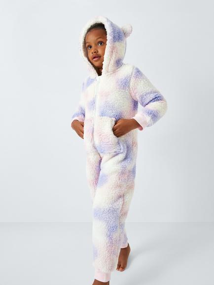 John Lewis Kids' Tie Dye Bear Onesie, Multi - view 2, Multi