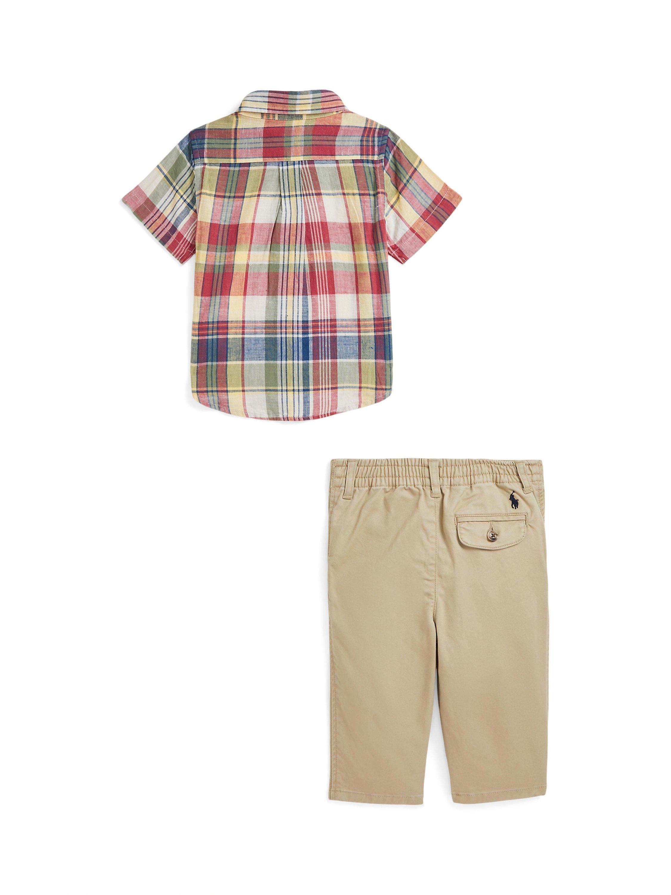 Product image 2 of 2, which shows Ralph Lauren Baby Shirt & Pant Set, Red/Green, 3 months