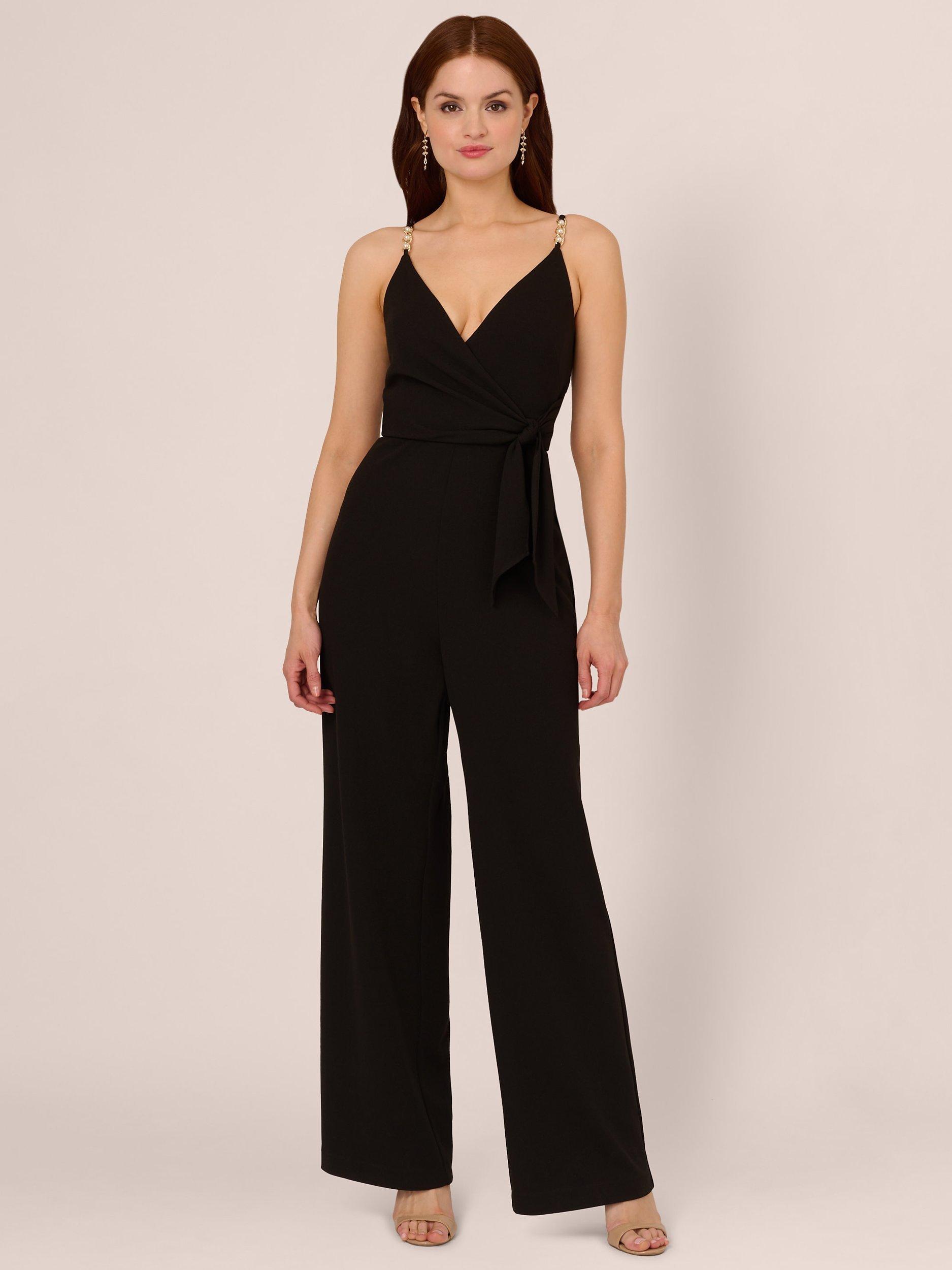 Black front fashion tie jumpsuit