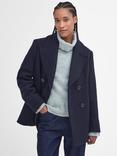 Barbour Ingrid Wool Peacoat, Navy Hessian