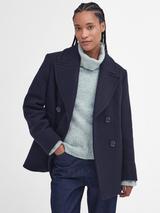 Crew Clothing Double Breasted Wool Blend Pea Coat Navy Blue