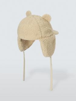 John Lewis Baby Borg Bear Hat, Cream - view 2, Cream
