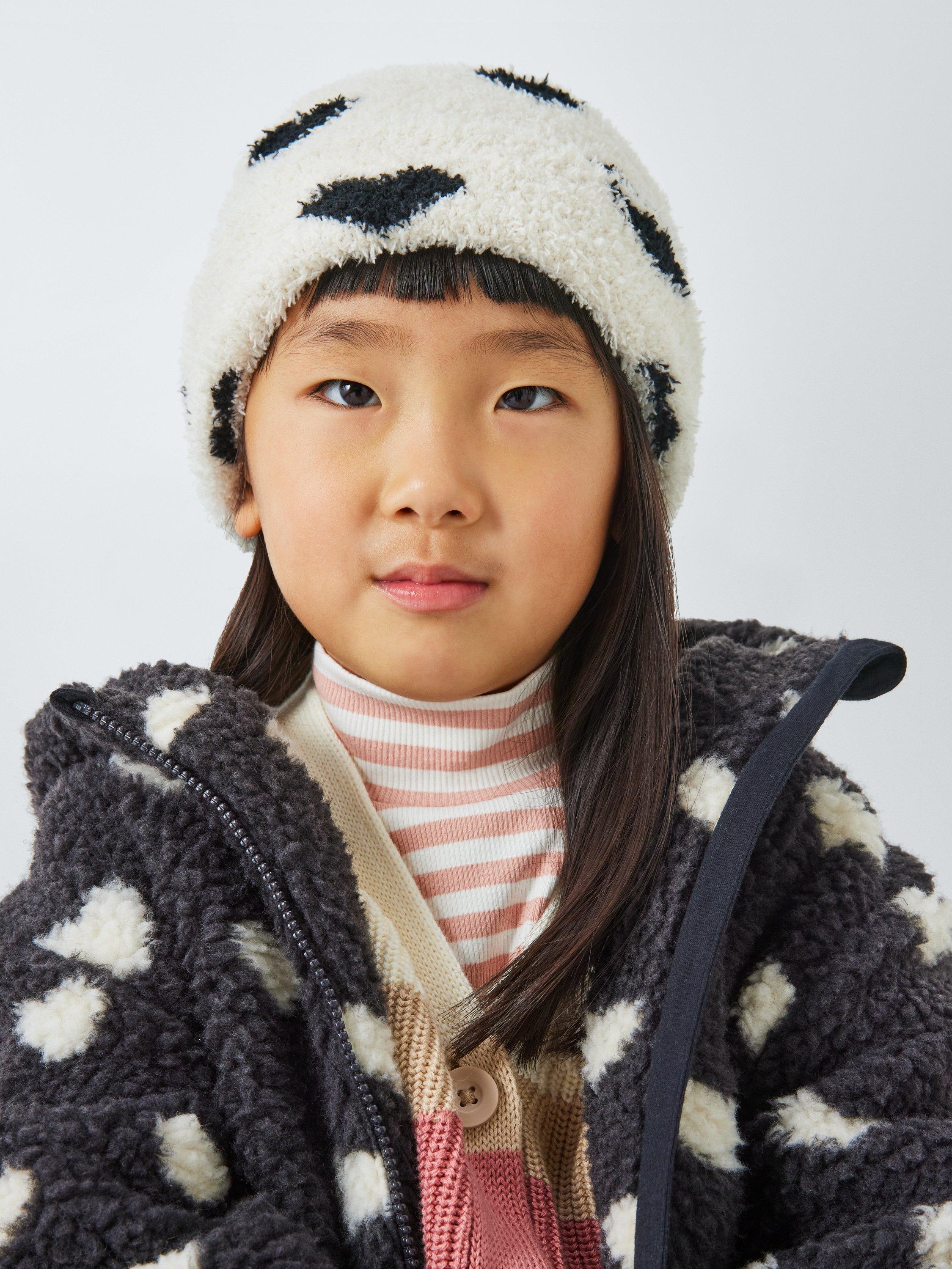 Product image 1 of 6, which shows John Lewis ANYDAY Kids' Fluffy Heart Beanie Hat, Multi, 3-5 years