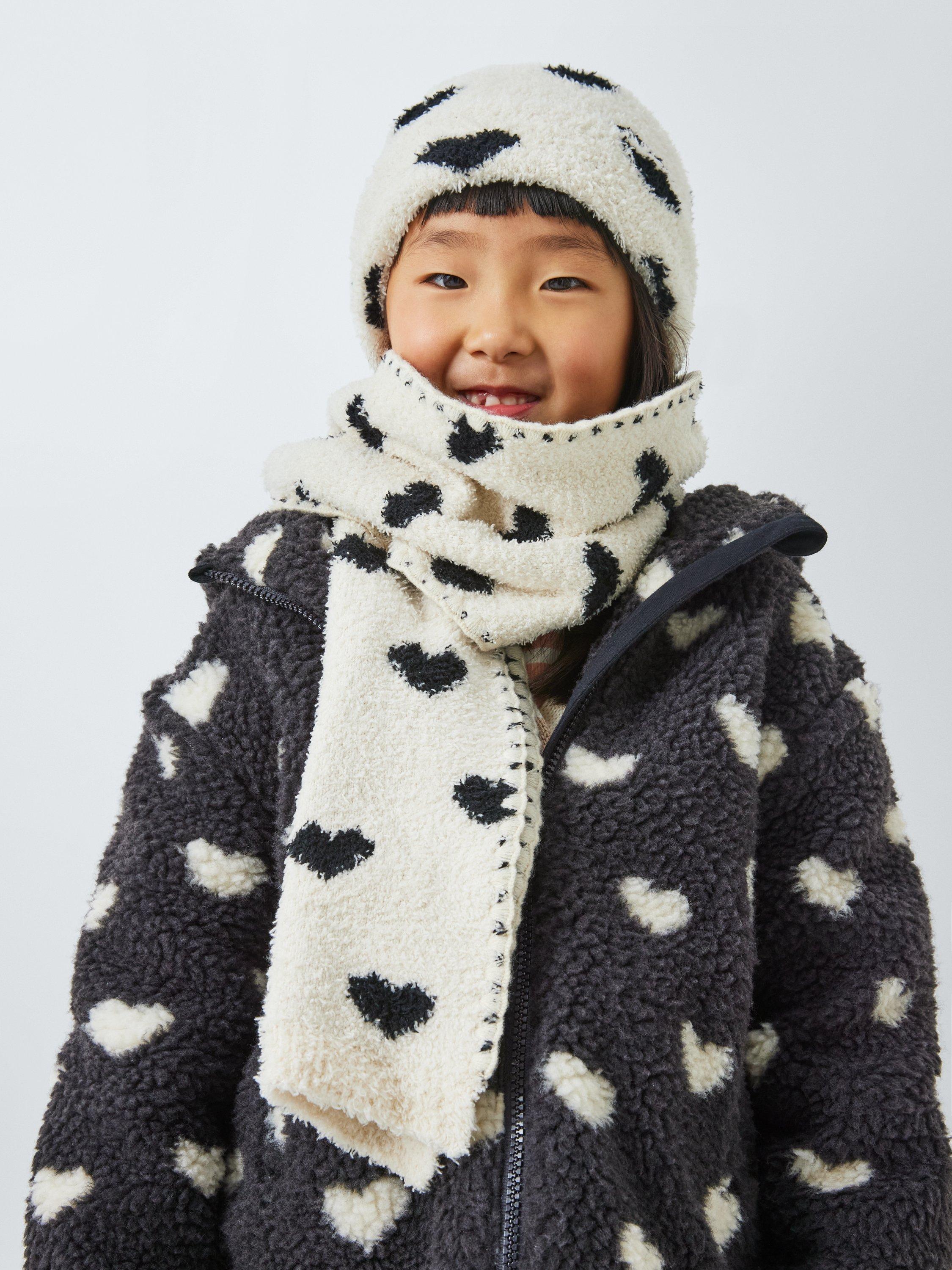 Product image 5 of 6, which shows John Lewis ANYDAY Kids' Fluffy Heart Beanie Hat, Multi, 3-5 years