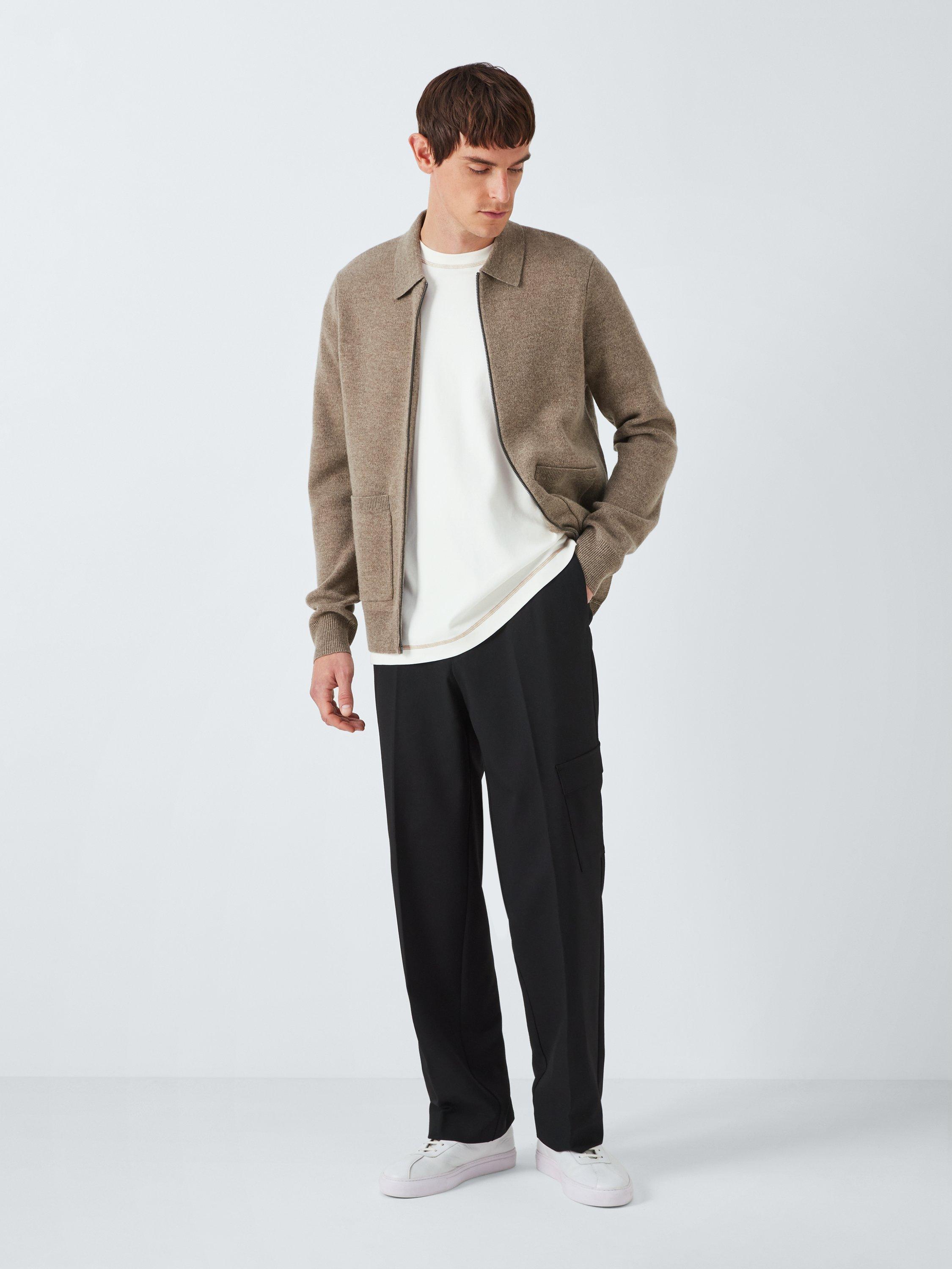 Product image 3 of 6, which shows Kin Overlock Cotton T-Shirt, Ecru/Aluminum, S