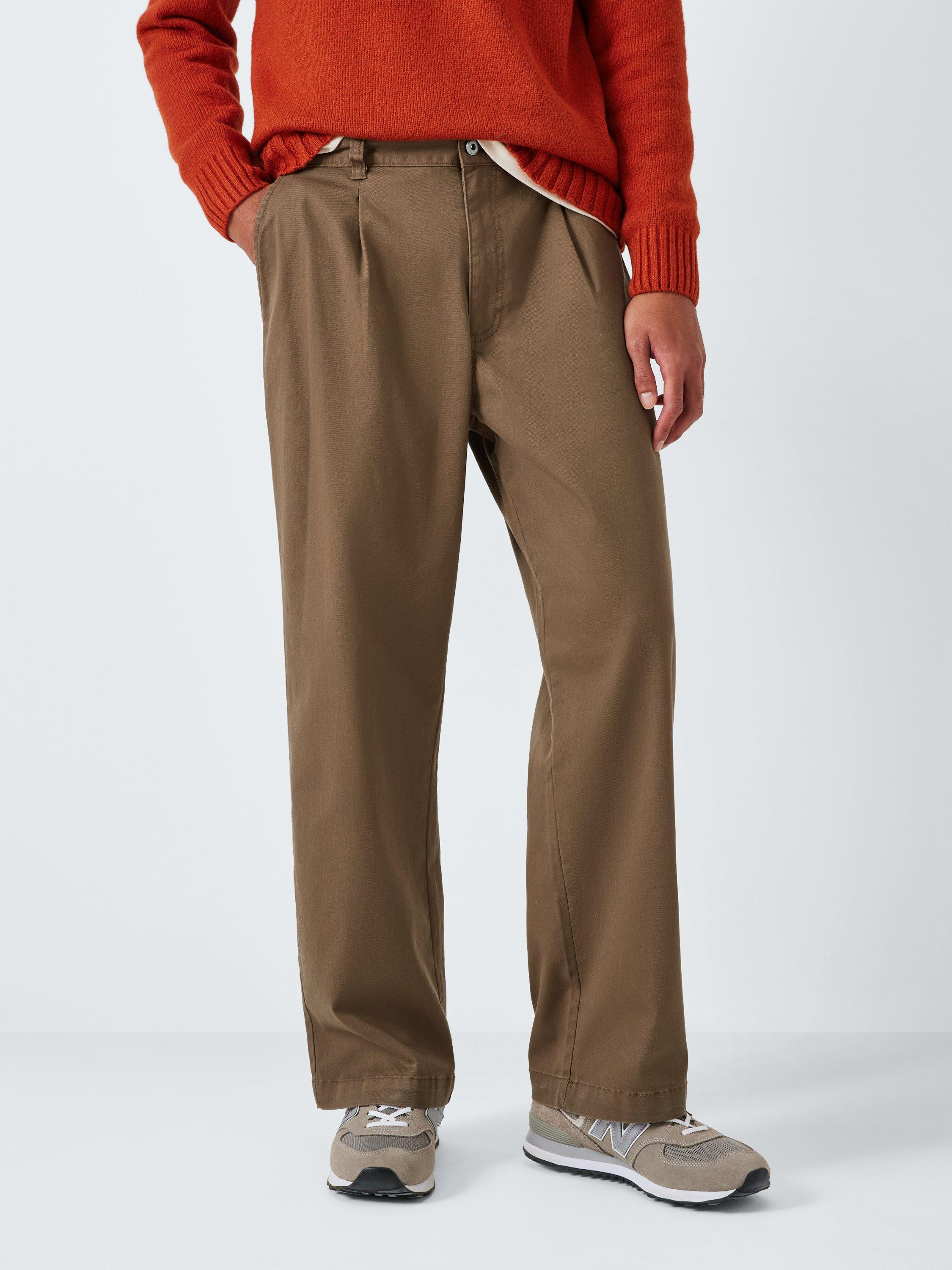 John Lewis ANYDAY Relaxed Cotton Blend Trousers, India Ink, Brown