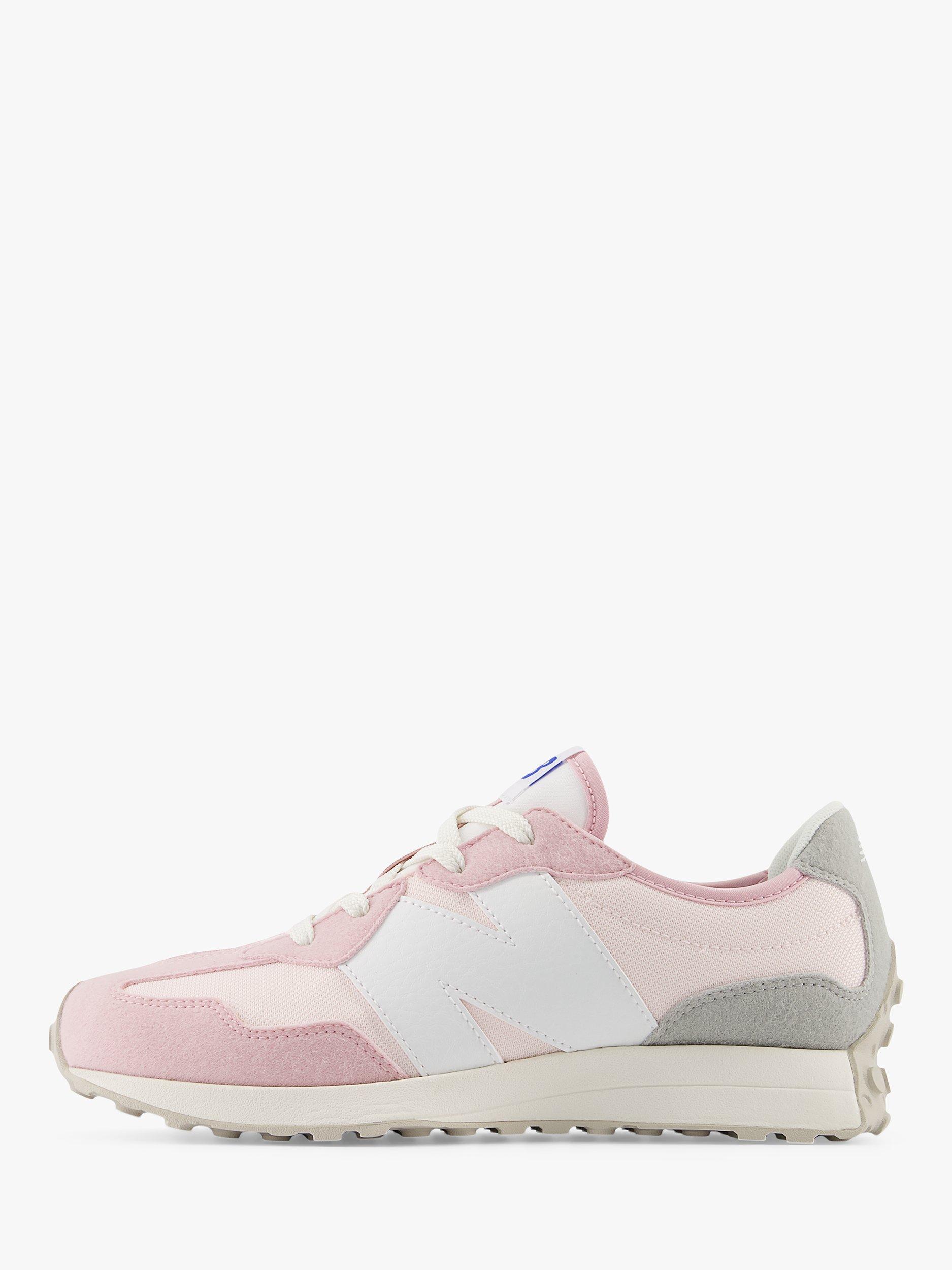 New Balance Kids' 327 Grey Lace Up Trainers, Century Pink New Balance Kids' 327 Grey Lace Up Trainers, Century Pink