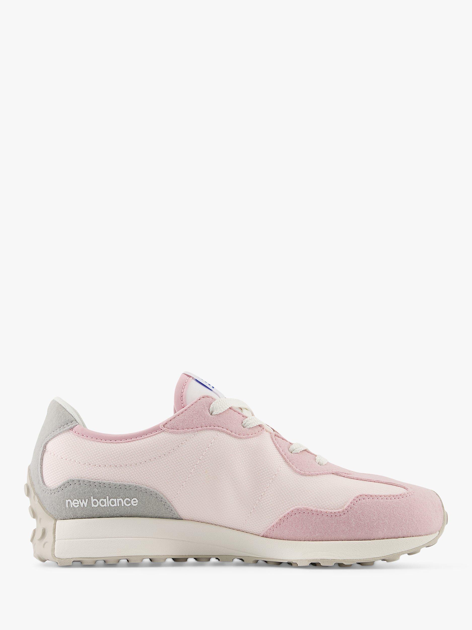 New Balance Kids' 327 Grey Lace Up Trainers, Century Pink New Balance Kids' 327 Grey Lace Up Trainers, Century Pink