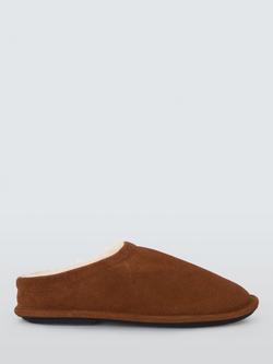 John Lewis Faux Fur Lined Mule Slippers, Chestnut, Chestnut