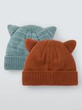 John Lewis Baby Fox Beanie, Pack of 2, Orange