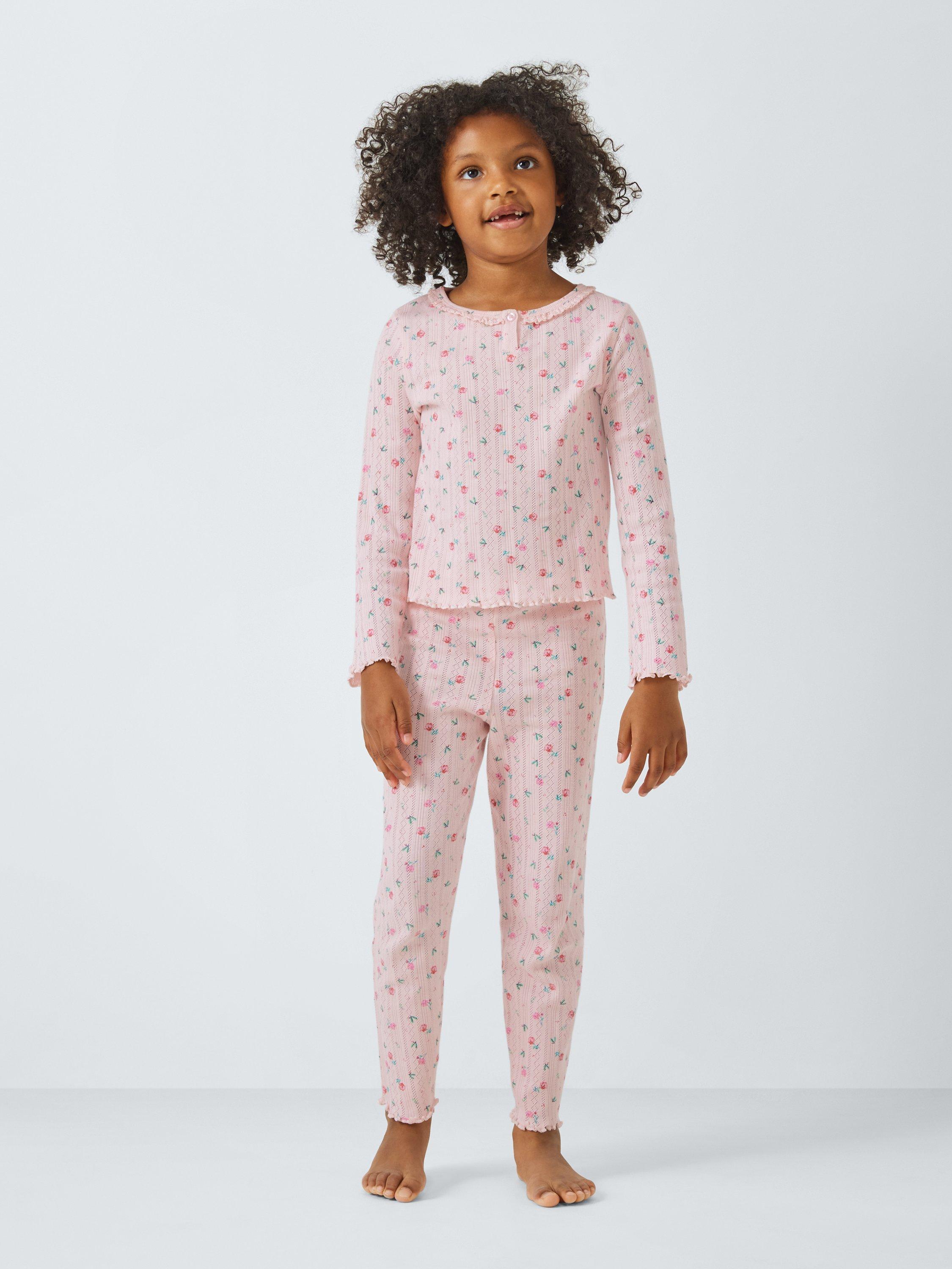 John Lewis Kids Floral Pointelle Pyjama Set Pink