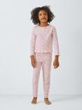 John Lewis Kids' Floral Pointelle Pyjama Set, Pink