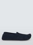 John Lewis Textile Lined Suede Moccasin Slippers, Navy