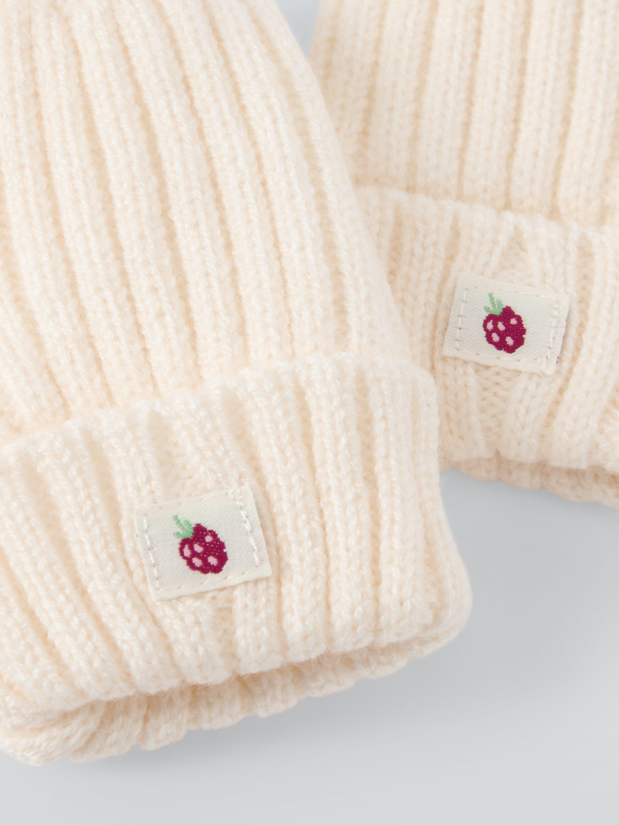 Product image 2 of 2, which shows John Lewis Baby Ribbed Mittens, Pack of 2, Pink, 3-6 months