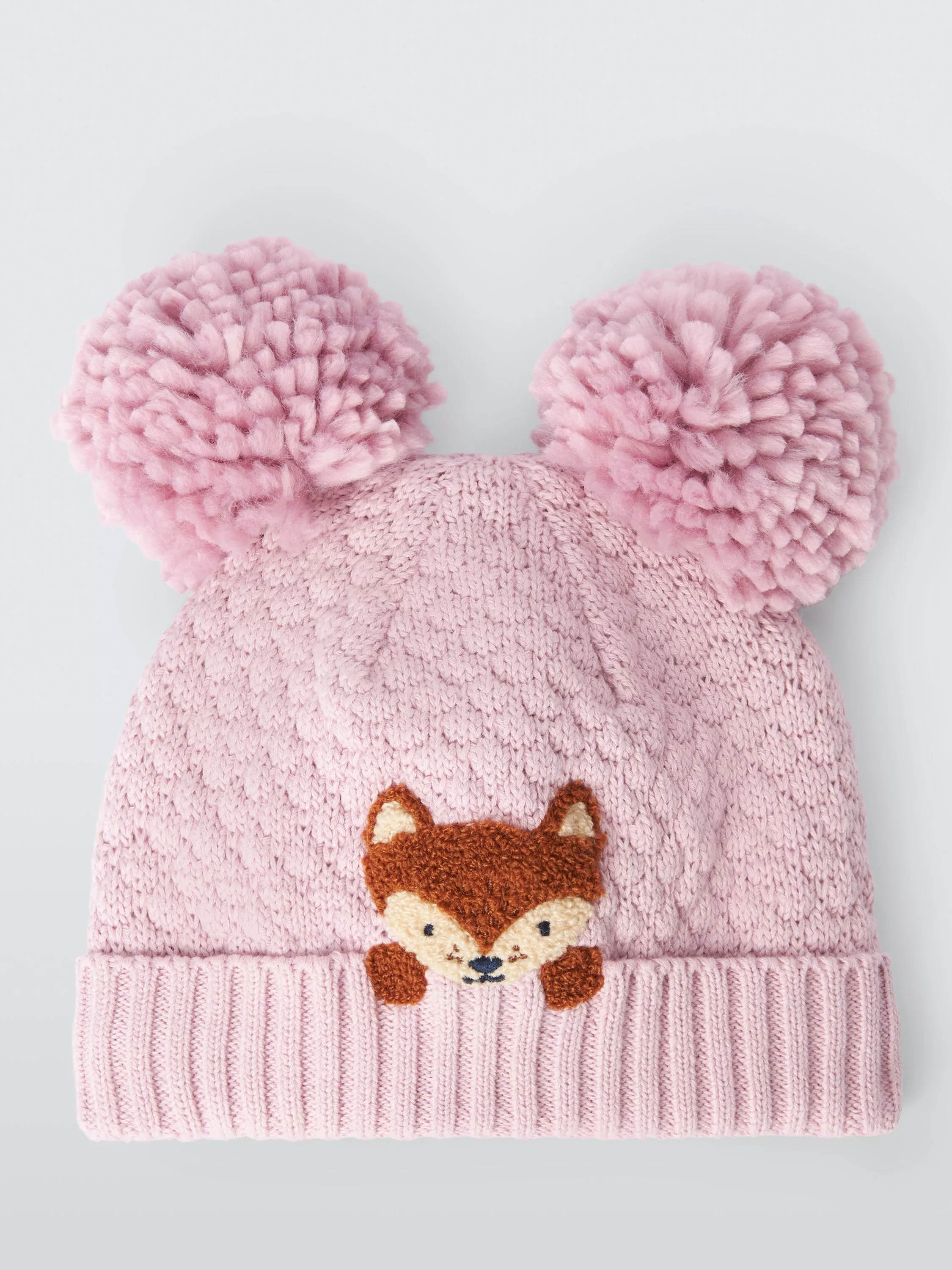 John Lewis Baby Fox Beanie, Purple