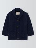 John Lewis Heirloom Collection Baby Shawl Wool Blend Cardigan, Navy