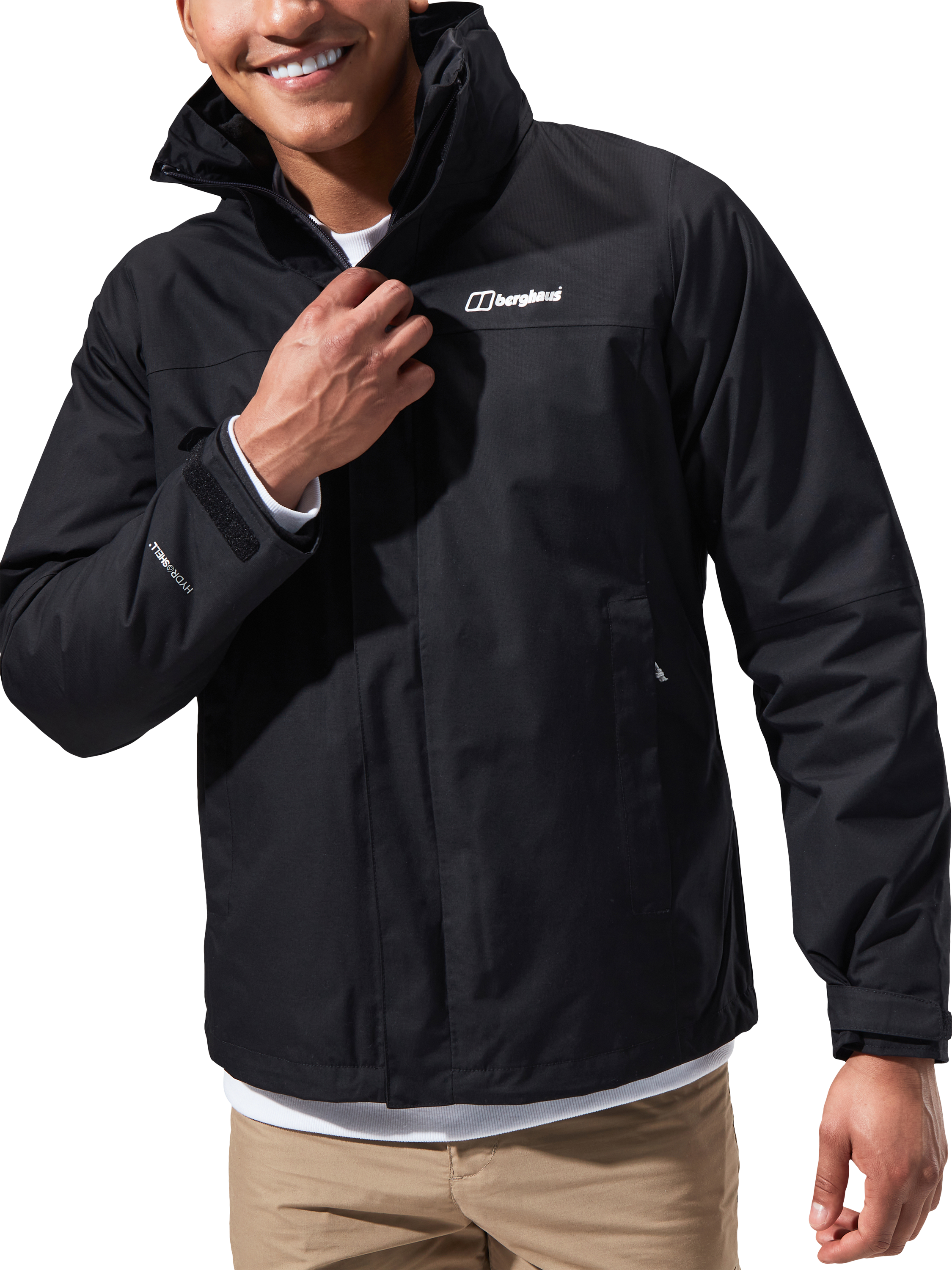 Product image 1 of 7, which shows Berghaus Men's 2-in-1 Waterproof Fleece Jacket, Jet Black, S