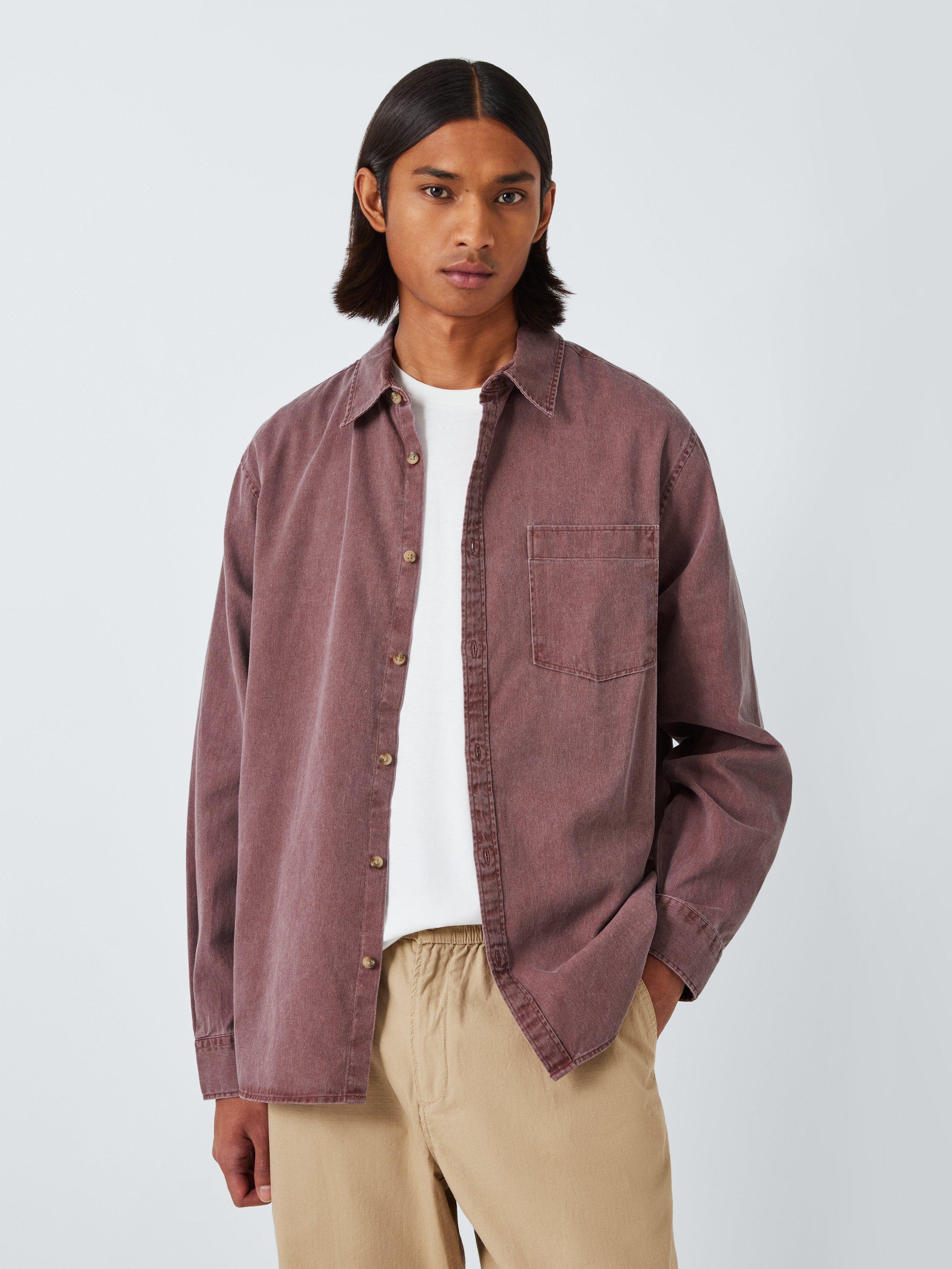 John Lewis ANYDAY Washed Cotton Twill Shirt, Walnut, Hot Chocolate
