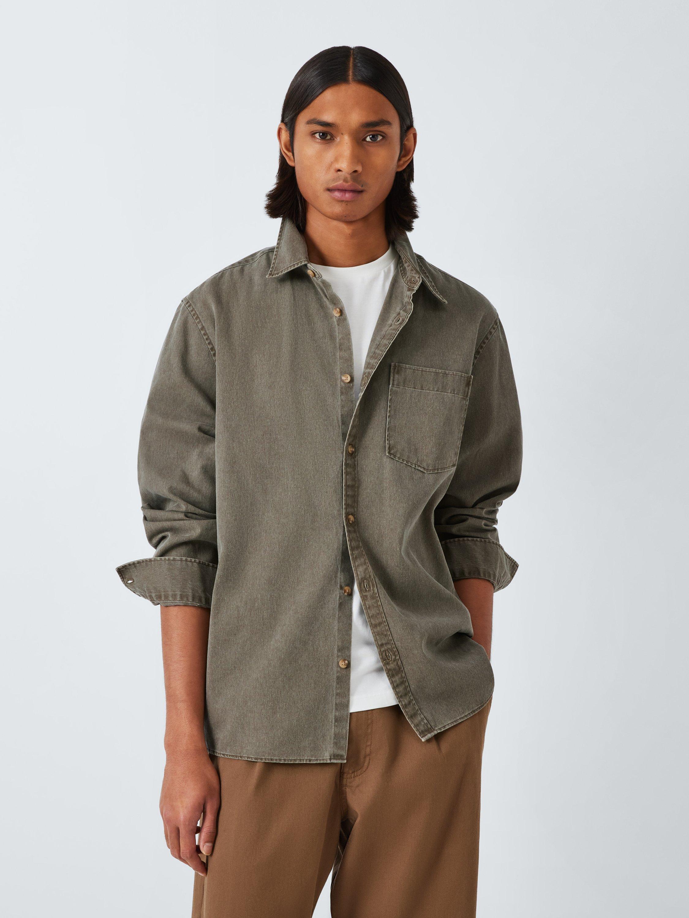 John Lewis ANYDAY Washed Cotton Twill Shirt, Walnut, Walnut