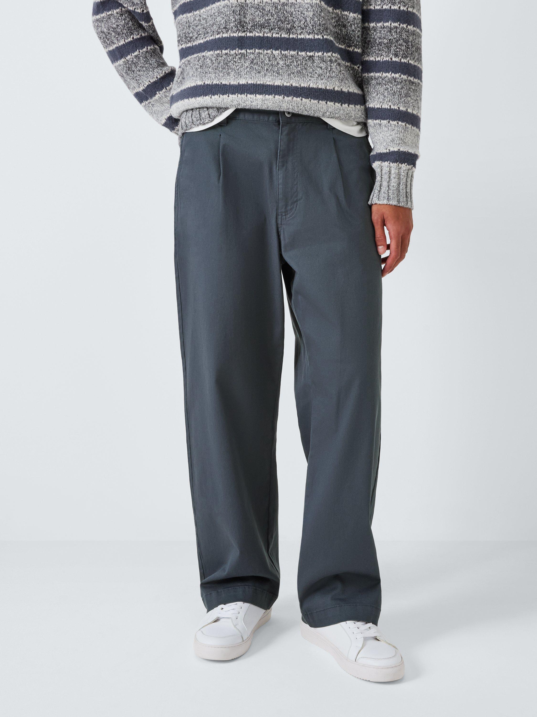 John Lewis ANYDAY Relaxed Cotton Blend Trousers, India Ink