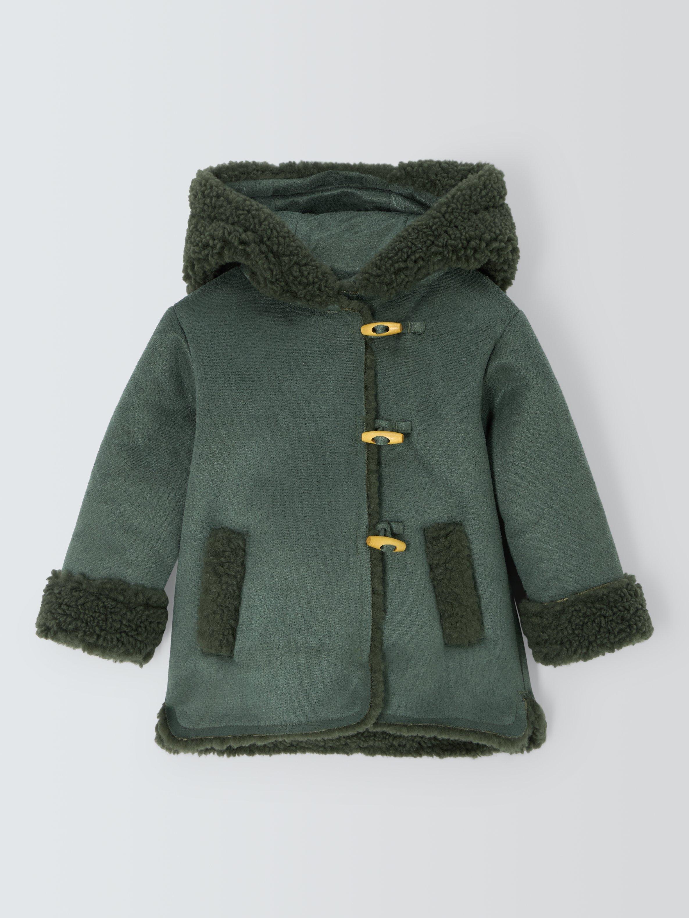 John Lewis Baby Sherpa Duffle Coat Green