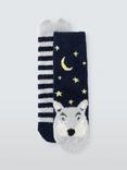 John Lewis Kids' Wolf Stripe Slipper Socks, Pack of 2