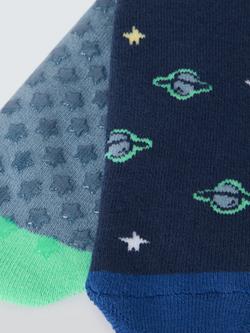 John Lewis Kids' Alien Slipper Socks, Pack of 2, Multi - view 2, Multi