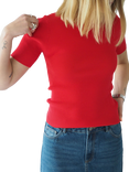 A-VIEW Rib Knit Short Sleeve Top, Red