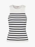 A-VIEW Rib Stripe Tank Top, White/Navy