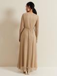 Phase Eight Petite Masie Pleated Maxi Dress, Gold