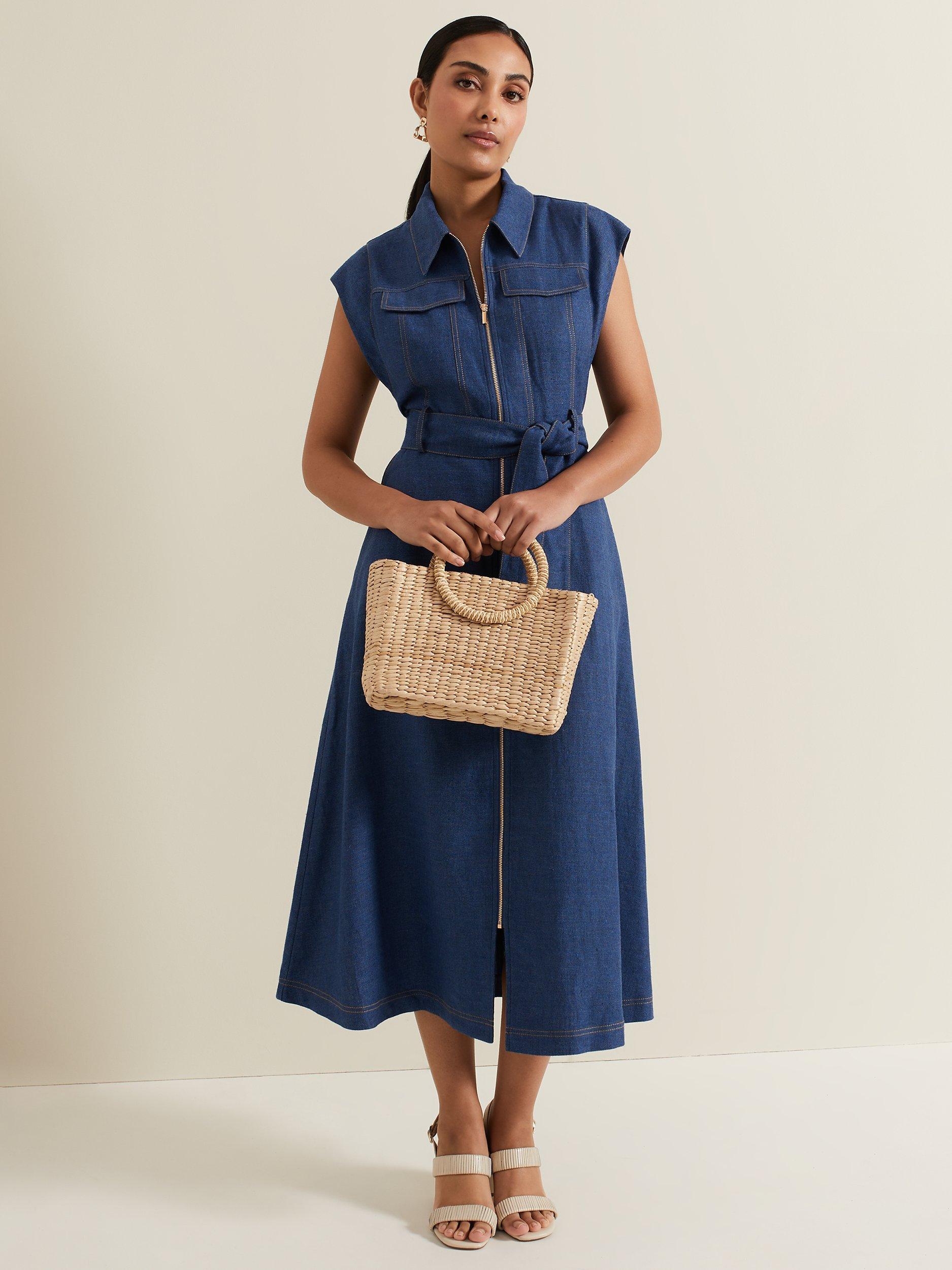 Phase Eight Luiza Petite Denim Shirt Midi Dress Denim