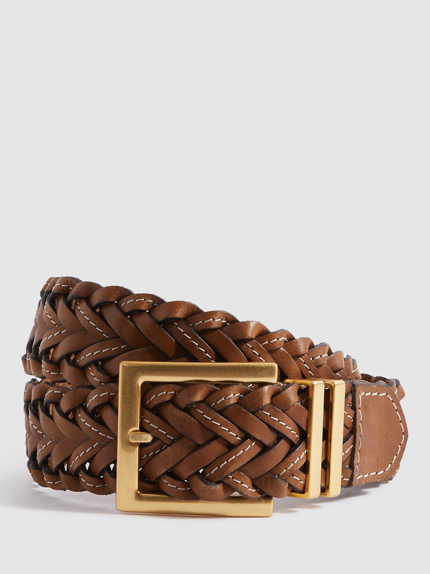 Reiss Brompton Textured Leather Belt, Tan