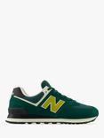 New Balance 574 Suede Blend Trainers, Dark Green