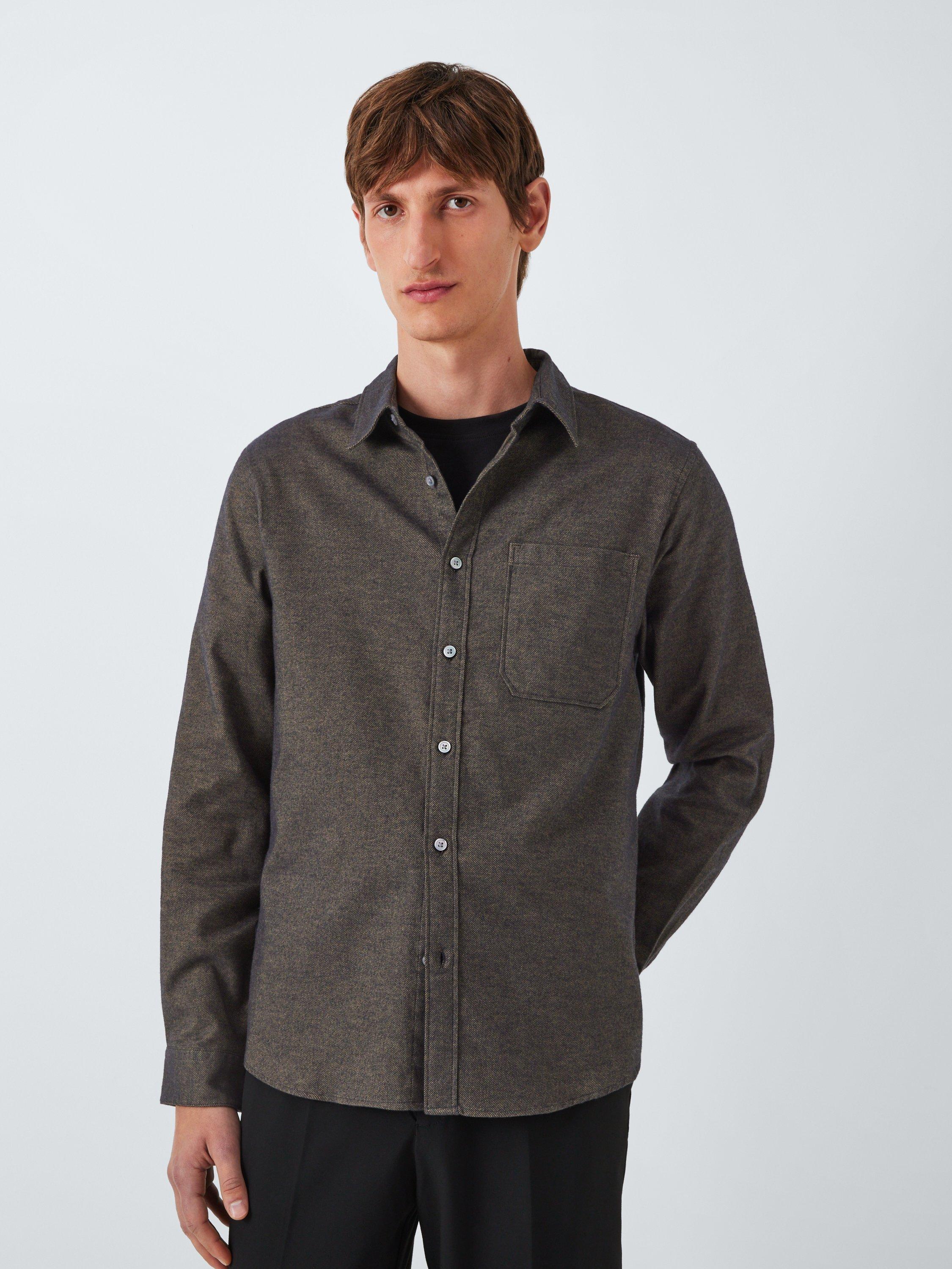 Kin Regular Fit Contrast Flannel Cotton Shirt, Shitake