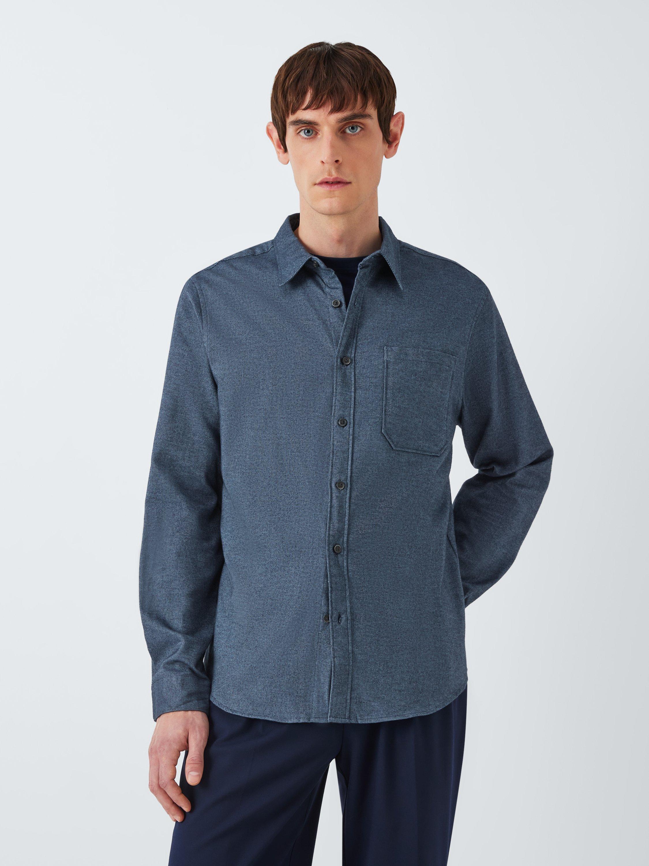 Product image 1 of 6, which shows Kin Regular Fit Contrast Flannel Cotton Shirt, Country Blue, M