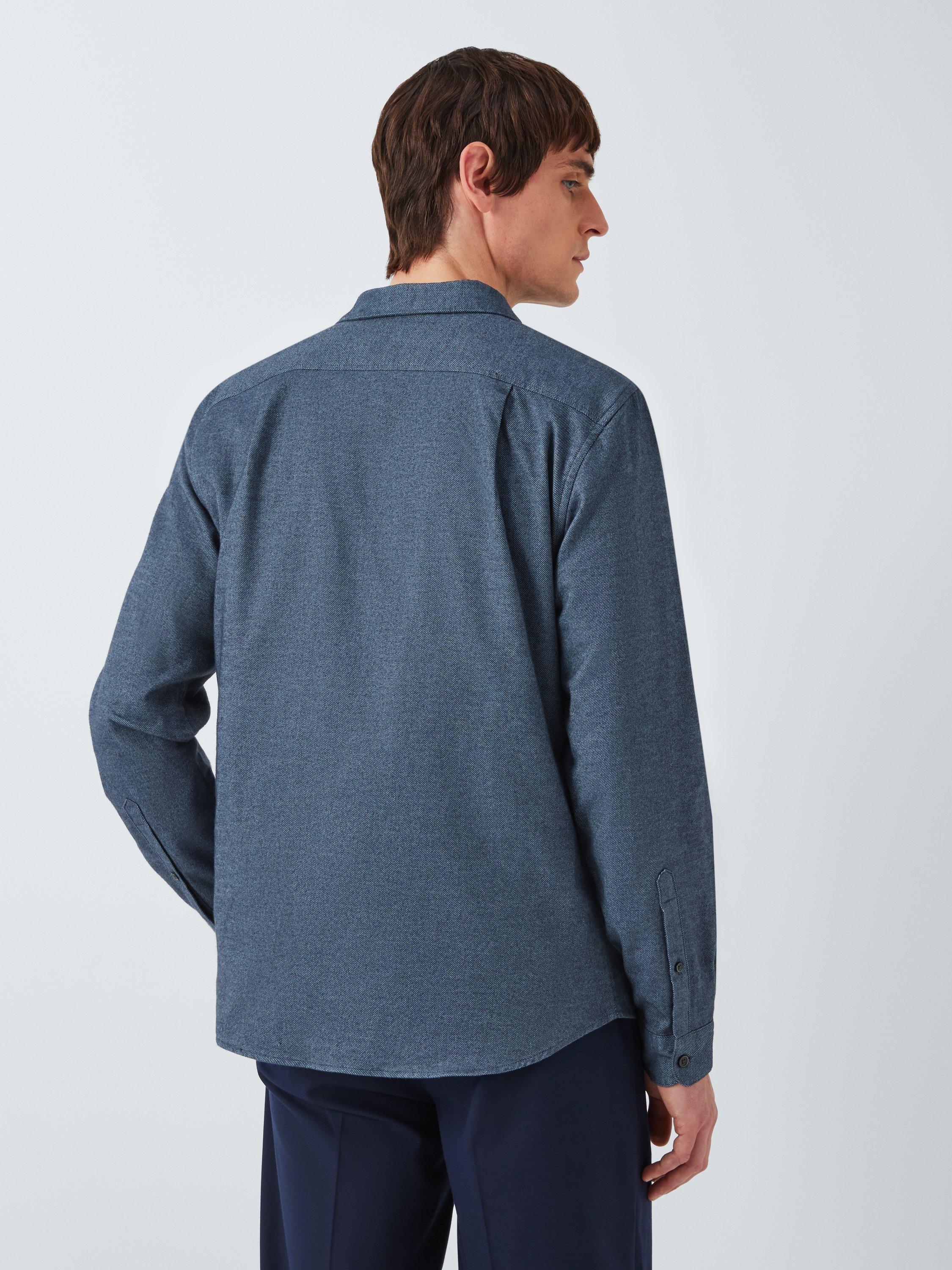 Product image 2 of 6, which shows Kin Regular Fit Contrast Flannel Cotton Shirt, Country Blue, M