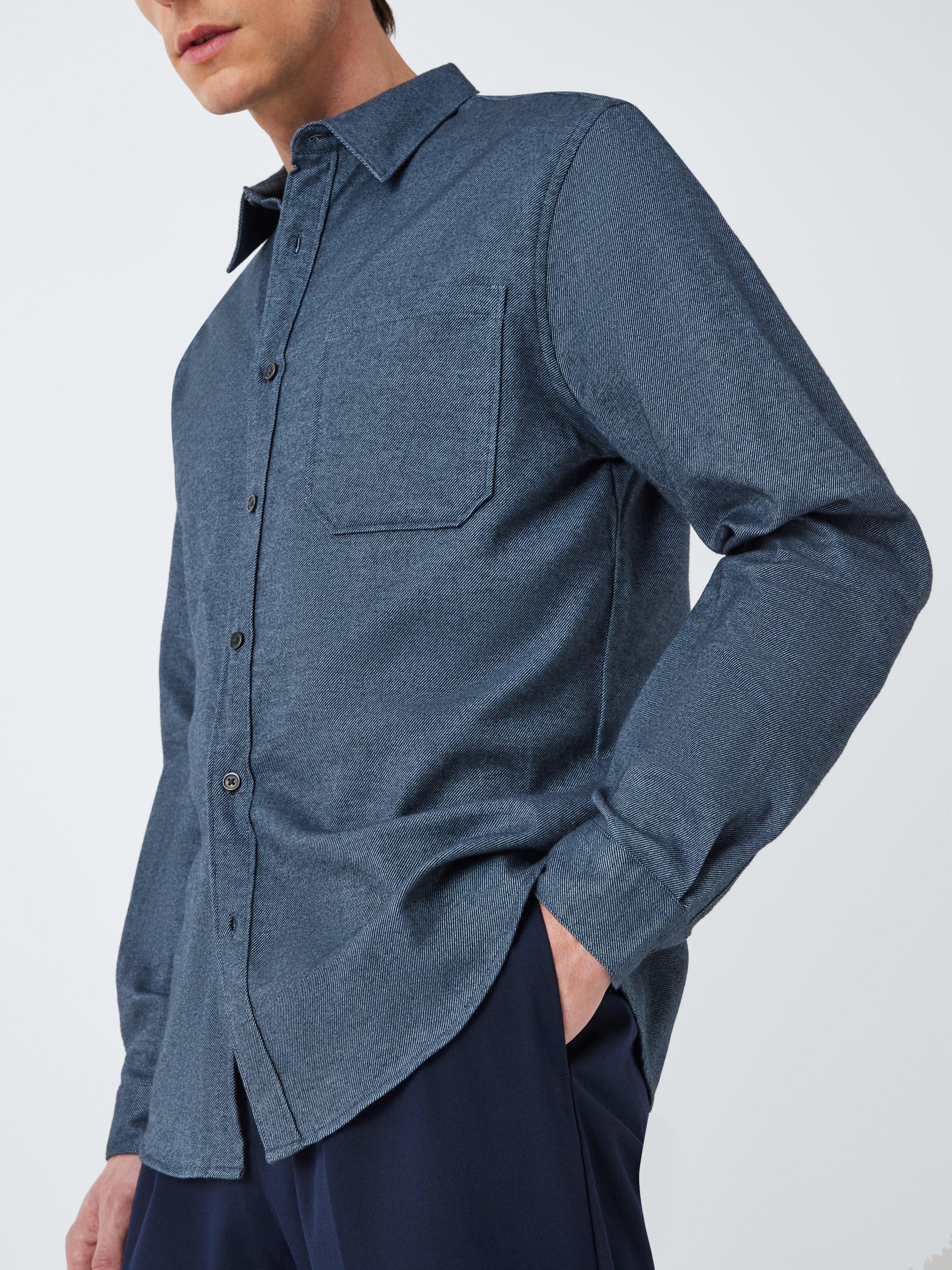 Product image 6 of 6, which shows Kin Regular Fit Contrast Flannel Cotton Shirt, Country Blue, M