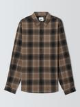 Kin Long Sleeve Double Check Cotton Shirt, Shiitake