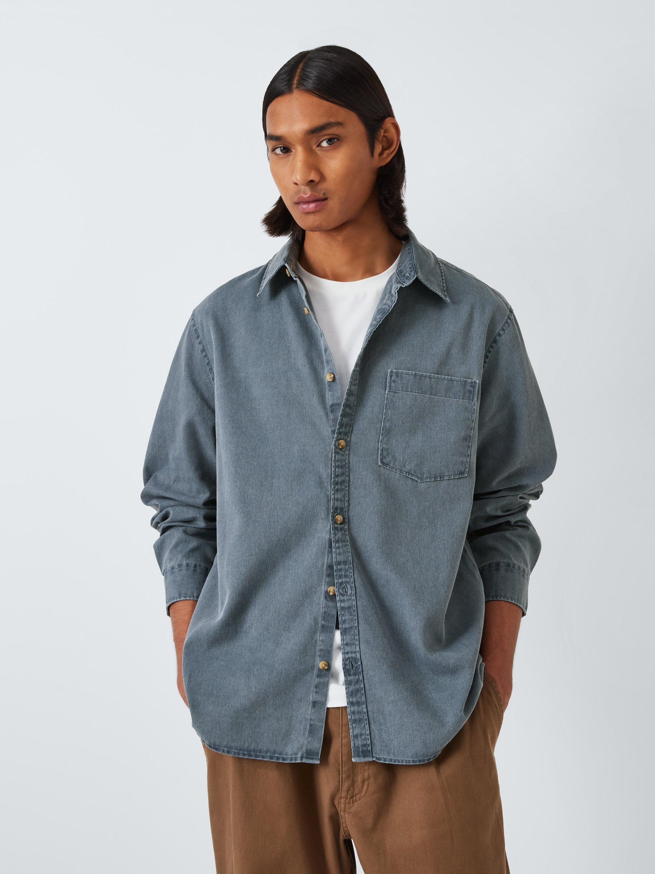 John Lewis ANYDAY Washed Cotton Twill Shirt Walnut Parisian Nights