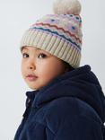 John Lewis Kids' Fairisle Beanie Hat, Grey