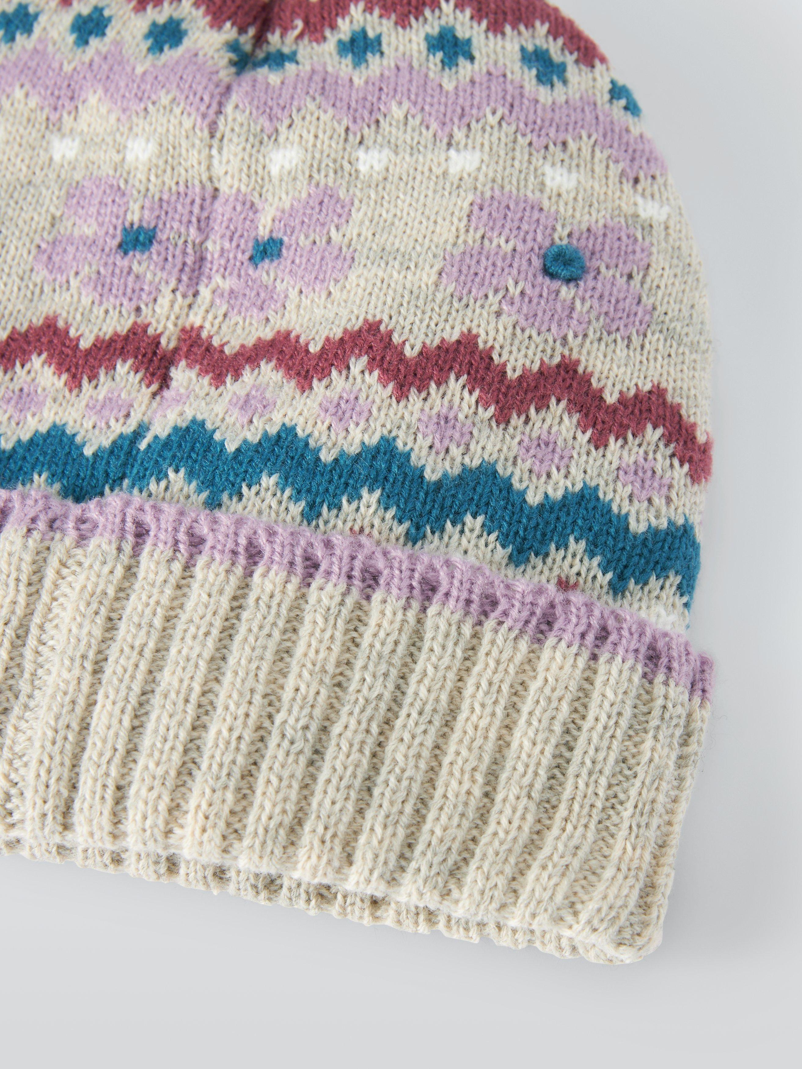 Product image 3 of 4, which shows John Lewis Kids' Fairisle Beanie Hat, Grey, 6-8 years