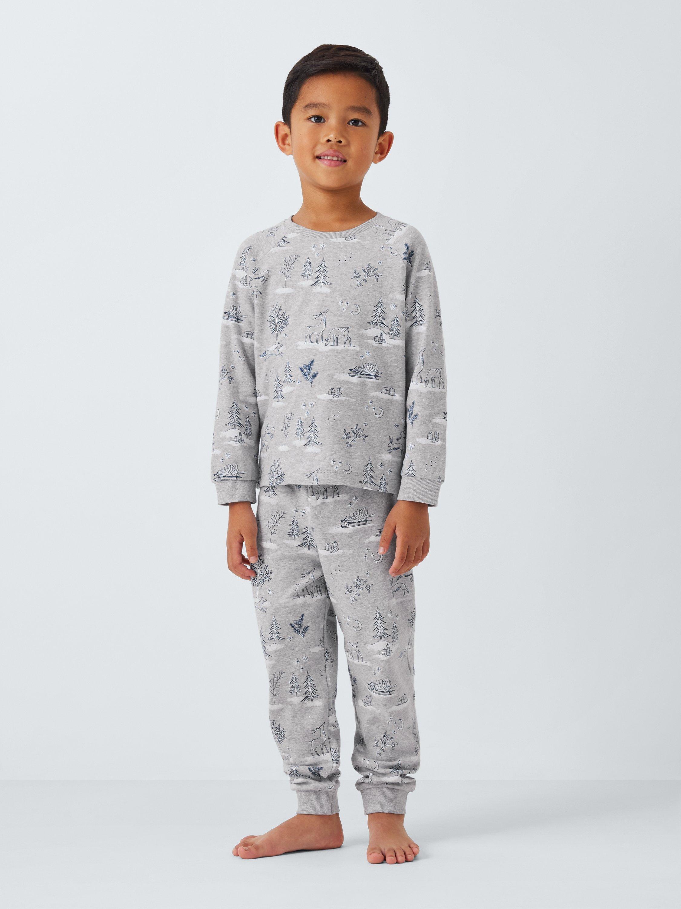 John Lewis Kids Winter Scene Cotton Pyjamas Grey