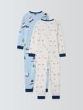 John Lewis Kids' Snow Bear Print Cotton Pyjama Set, Pack of 2, Blue