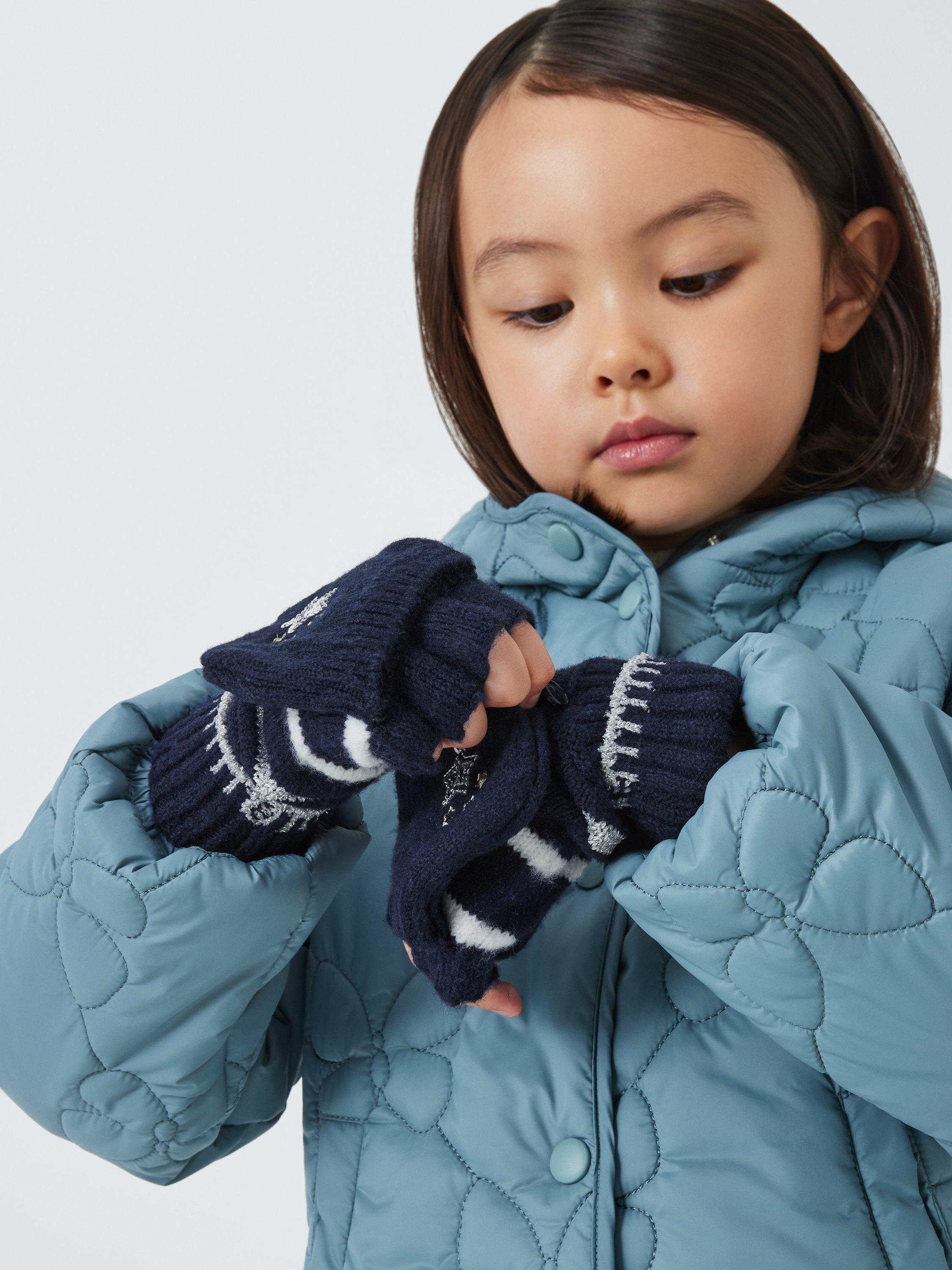 John Lewis Kids' Sequin Star Flip Top Gloves, Navy