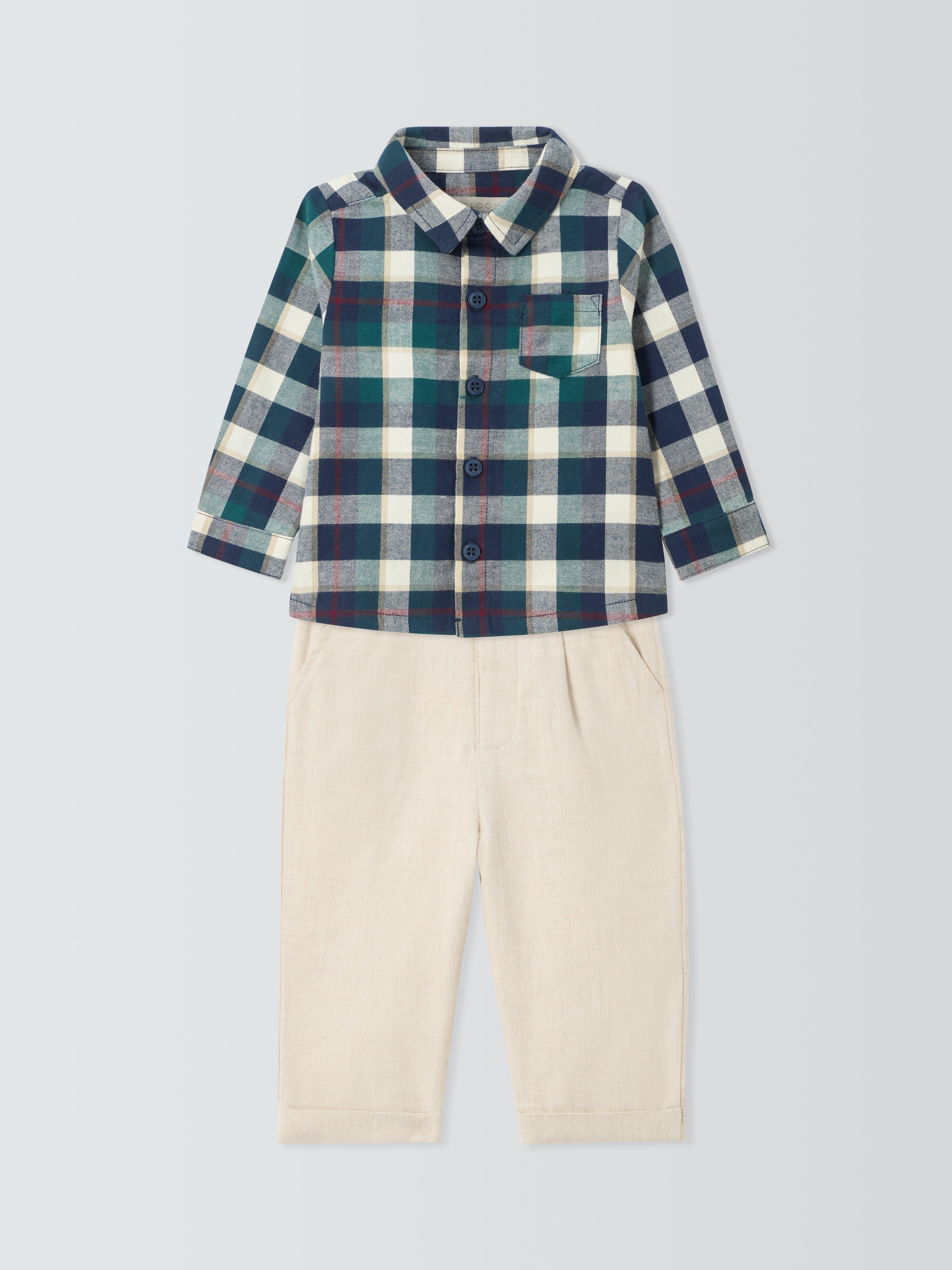 John Lewis Heirloom Collection Baby Check Shirt and Trousers Set, Multi
