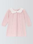 John Lewis Heirloom Collection Baby Cotton Cashmere Knitted Dress, Pink