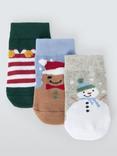 John Lewis Baby Christmas Socks, Multi, Pack of 3