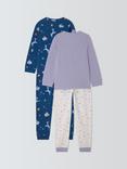 John Lewis Kids' Reindeer Pyjamas, Pack of 2, Purple