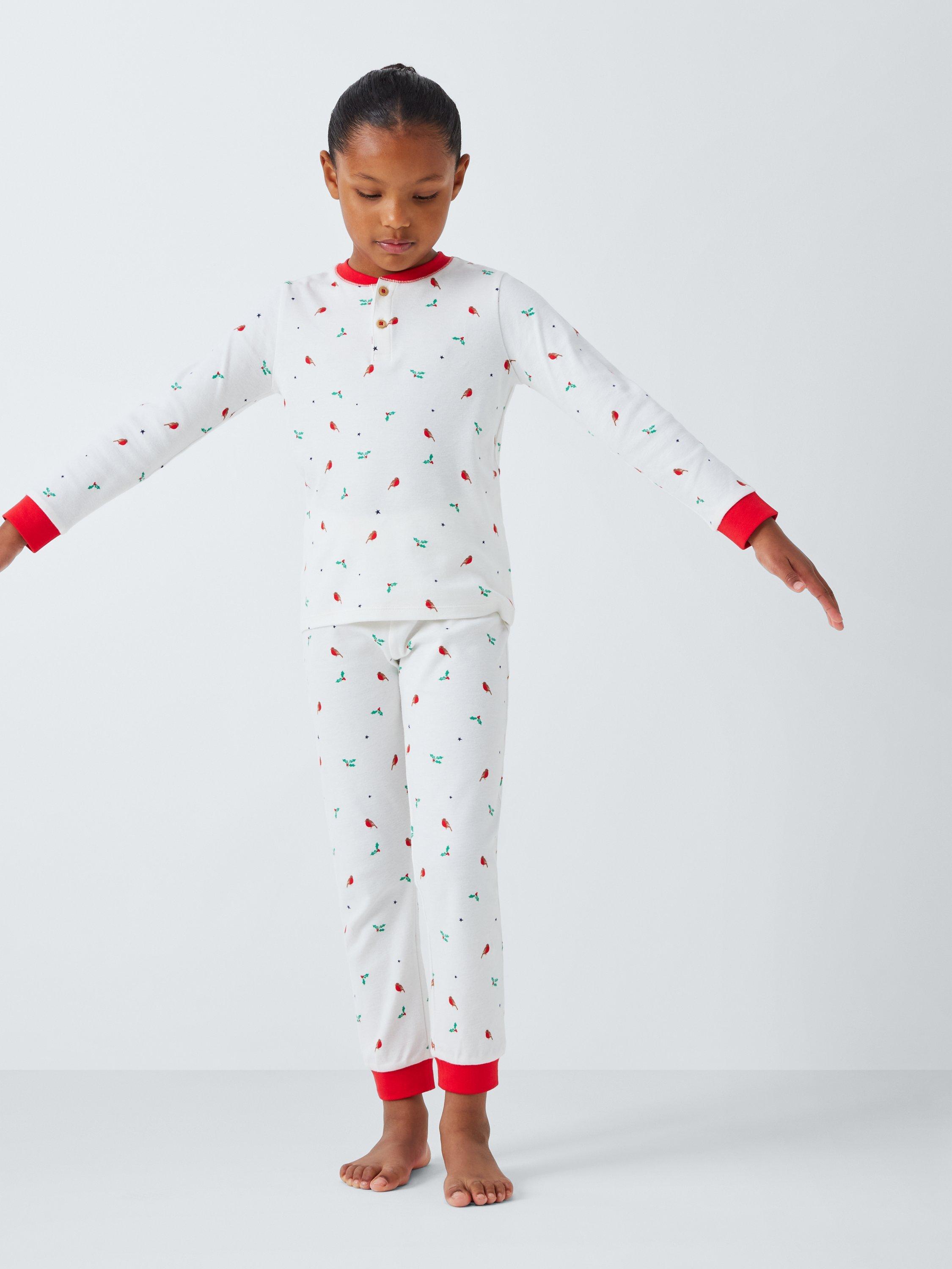 John Lewis Kids Robin Holly Pyjamas White