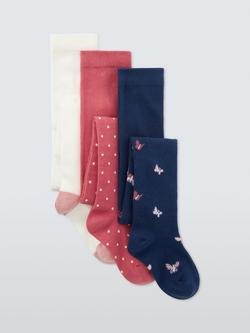 John Lewis Kids' Butterfly Tights, Pack of 3, Multi